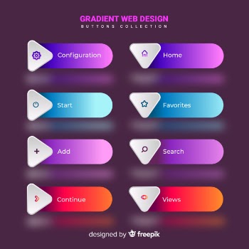 Different web buttons in gradient style