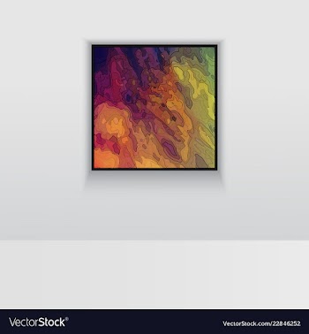 Digital art picture in hot color on the wall in vector image