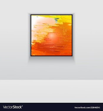Digital art picture in hot color on the wall in vector image