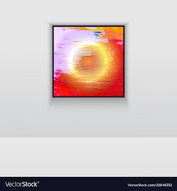 Digital art picture in hot color on the wall in vector image