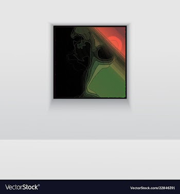 Digital art picture in hot color on the wall in vector image