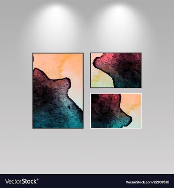 Digital art picture in hot color on the wall in vector image