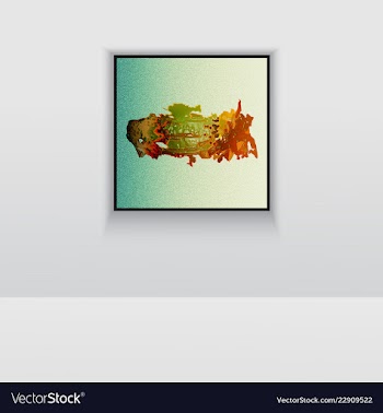 Digital art picture in hot color on the wall in vector image