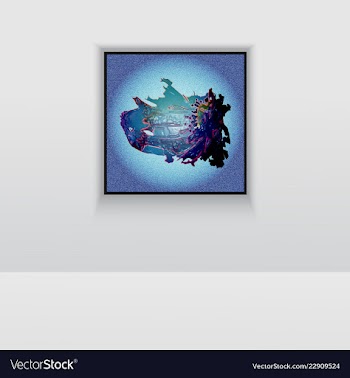 Digital art picture in hot color on the wall in vector image
