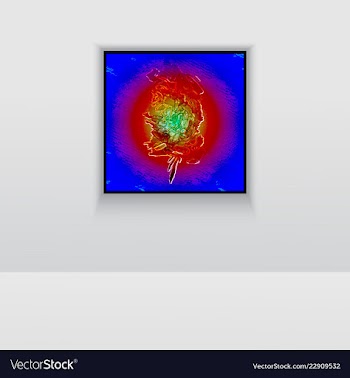 Digital art picture in hot color on the wall in vector image
