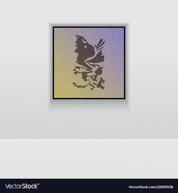 Digital art picture in hot color on the wall in vector image