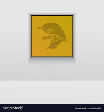Digital art picture in hot color on the wall in vector image