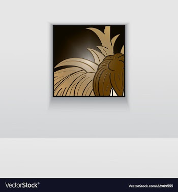 Digital art picture in hot color on the wall in vector image