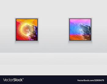 Digital art picture in hot red color on the wall vector image