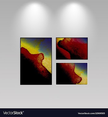 Digital art picture in hot red color on the wall vector image