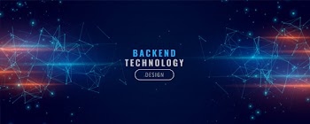 Digital backend banner technology concept particle background design Free Vector