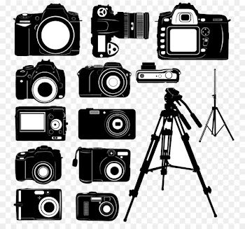 Digital camera Silhouette - Black and white digital camera silhouette vector material, 