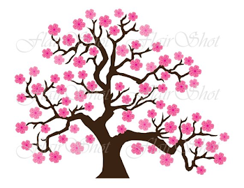 Digital Clip Art, Pink Cherry Blossom Tree Clipart, Bonsai Tree ...
