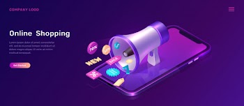 Digital marketing isometric concept with megaphone Free Vector