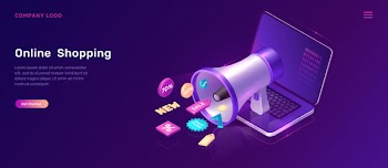 Digital marketing isometric concept with megaphone Free Vector