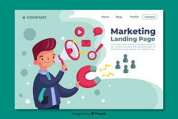 Digital marketing landing page template Free Vector