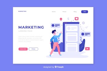 Digital marketing landing page template Free Vector