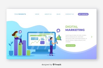 Digital marketing landing page template Free Vector