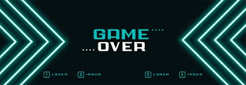 Digital neon game over banner Free Vector