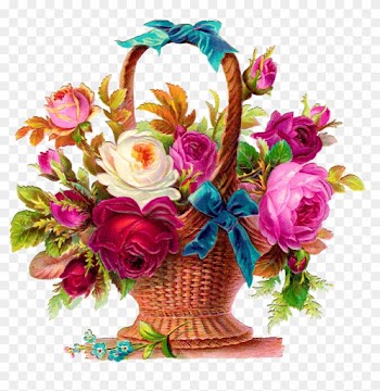 Digital Rose Flower Basket Download - Rose Flower Basket Drawing