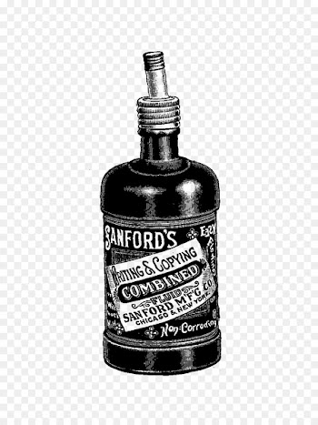 Digital stamp Glass bottle Liquid Liqueur - Ink bottle 