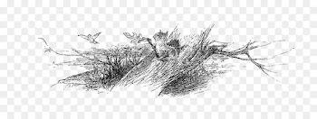 Digital stamp Squirrel Twig Grasses Sketch - flying leaves 