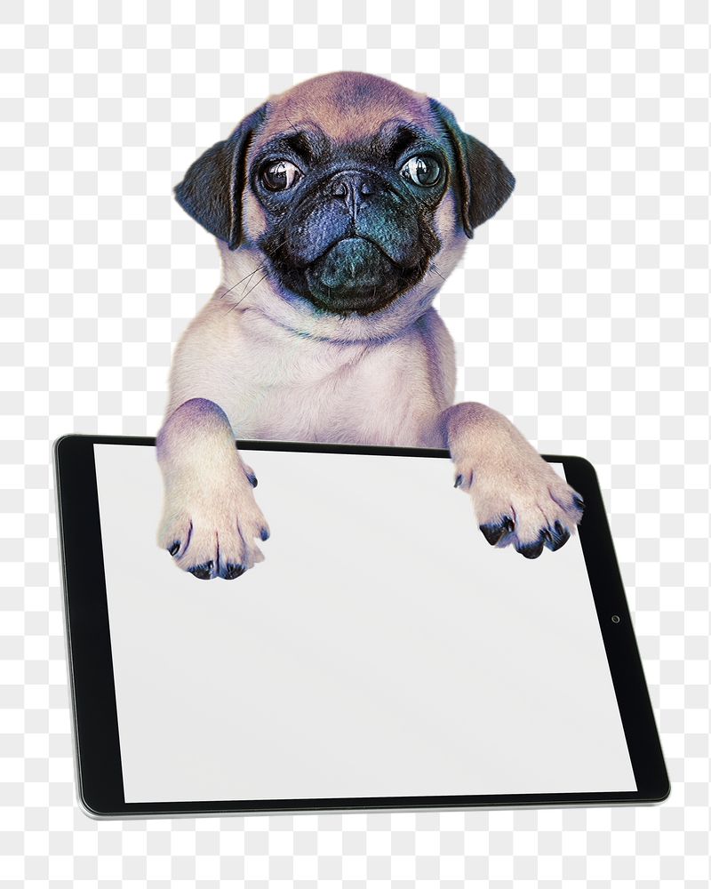 Digital tablet png puppy sticker, | Free PNG - rawpixel