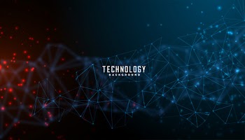 Digital technology and particles mesh background design Free Vector