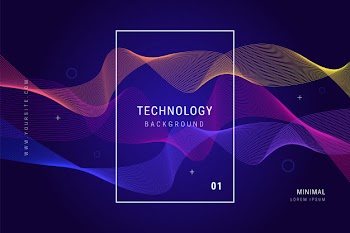 Digital technology wave lines mesh geometric background Free Vector