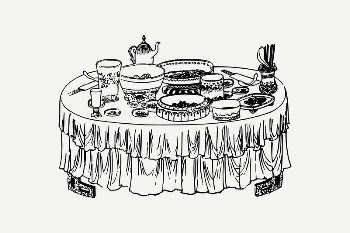Dining food drawing, vintage dinner | Free PSD Illustration - rawpixel