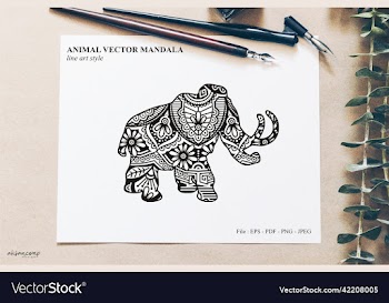 dinos mandala line art style boho style