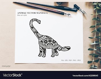 dinos mandala line art style boho style