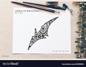 dinos mandala line art style boho style