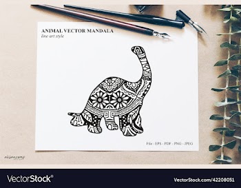 dinos mandala line art style boho style