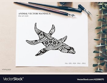 dinos mandala line art style boho style