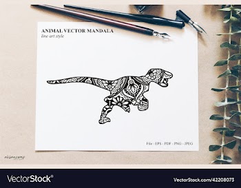 dinos mandala line art style boho style