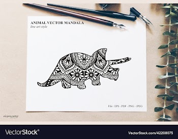 dinos mandala line art style boho style