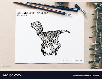 dinos mandala line art style boho style