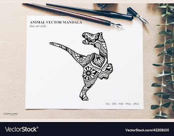 dinos mandala line art style boho style