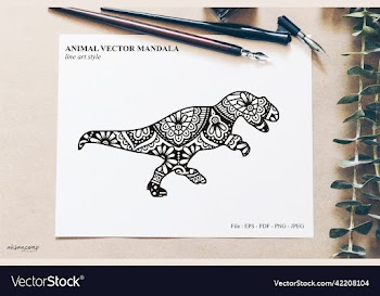 dinos mandala line art style boho style