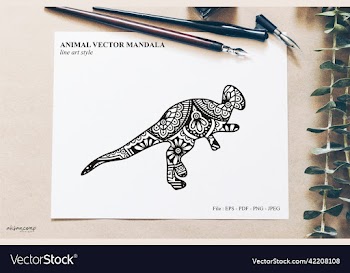 dinos mandala line art style boho style