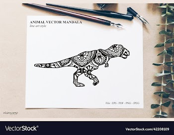dinos mandala line art style boho style