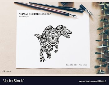 dinos mandala line art style boho style