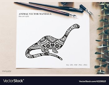 dinos mandala line art style boho style