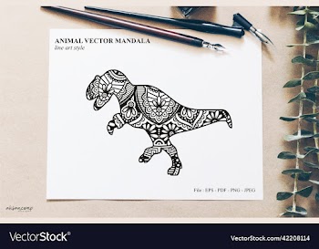 dinos mandala line art style boho style
