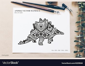dinos mandala line art style boho style