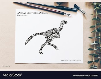dinos mandala line art style boho style