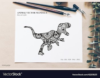 dinos mandala line art style boho style