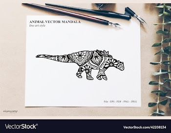 dinos mandala line art style boho style