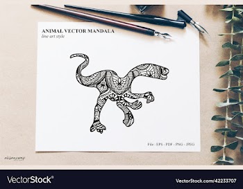 dinos mandala line art style boho style